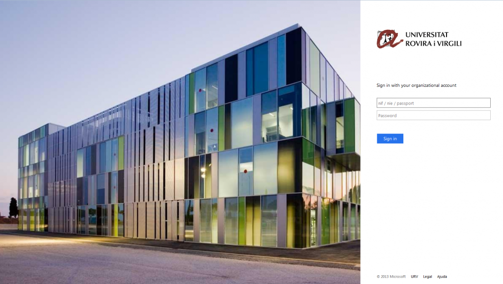 Pantalla d'identificació de l'usuari